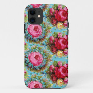 COQUE Case-Mate POUR iPhone BEAU ROSE ROUGE ROSE ROSE ET FLEURS BLEUES