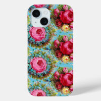 BEAU ROSE ROUGE ROSE ROSE ET FLEURS BLEUES