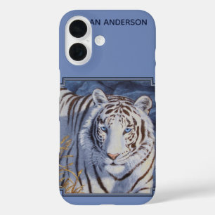 Coque Pour iPhone 16 Beau tigre blanc aux yeux bleu cristal