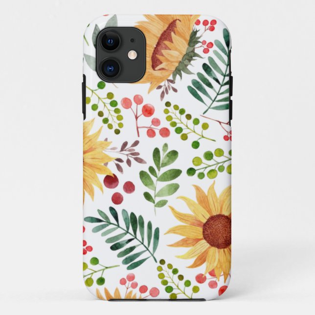 Coques Case-Mate iPhone Beau tournesol et baies Aquarelle  (Dos)