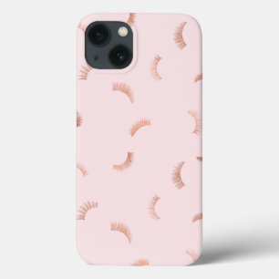 iPhone 13 Coque Beaucoup de cils Motif rose/Rose or