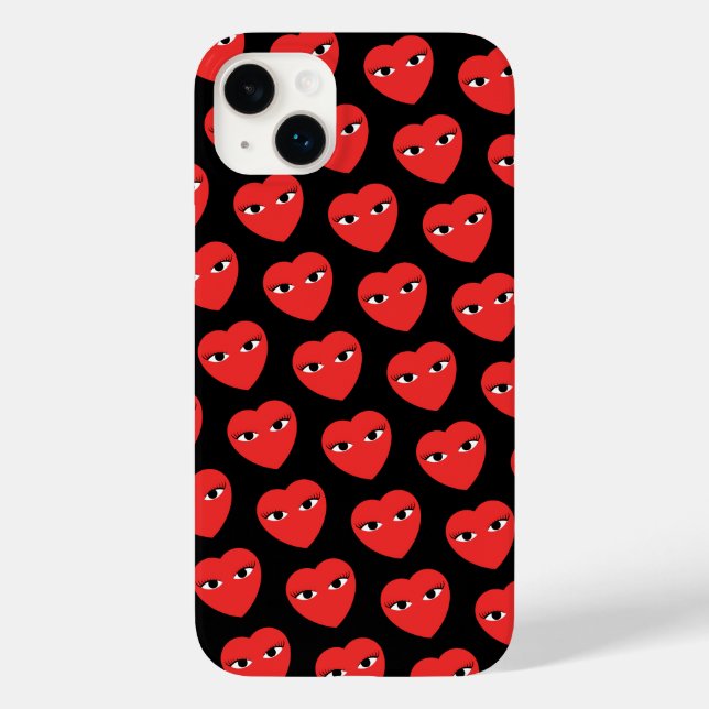 Coques Case-Mate iPhone Beaucoup de mignons Coeurs rouges avec les yeux (Verso)