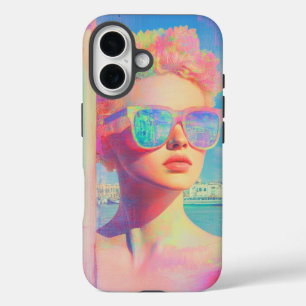 Coque Pour iPhone 16 Beauté côtière de Neon avec lunettes de soleil