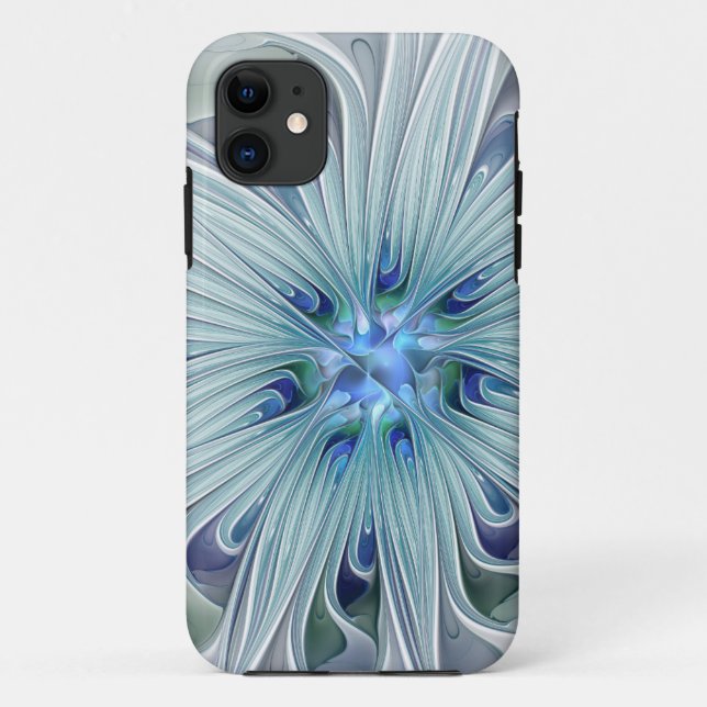 Coques Case-Mate iPhone Beauté florale Abstraite moderne Blue Pastel Flowe (Dos)