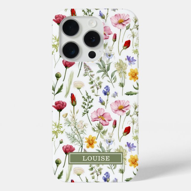Coques Case-Mate iPhone Beautiful Botanical Wildflowers Name (Verso)