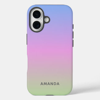 Coque Pour iPhone 16 Beautiful Green Pink Blue Ombre Personalized