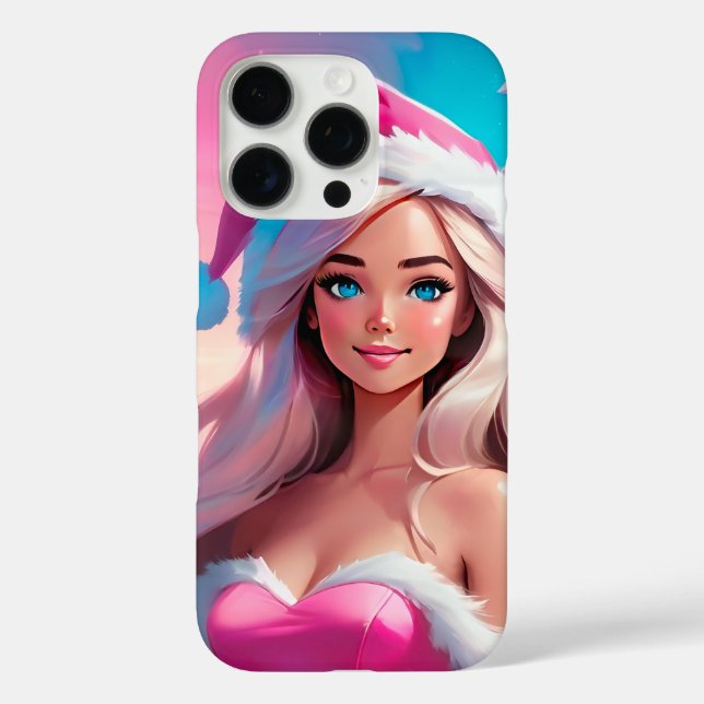 Coques Case-Mate iPhone Beautiful Pink Christmas Girl 01 (Verso)
