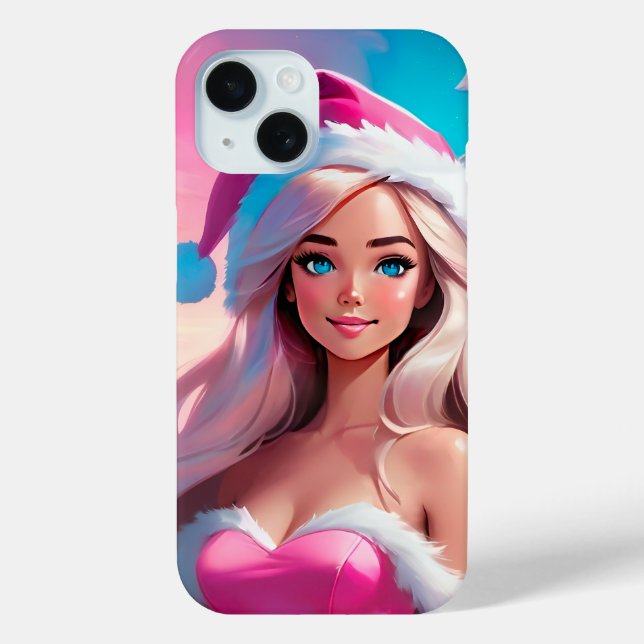 Coques Case-Mate iPhone Beautiful Pink Christmas Girl 01 (Verso)