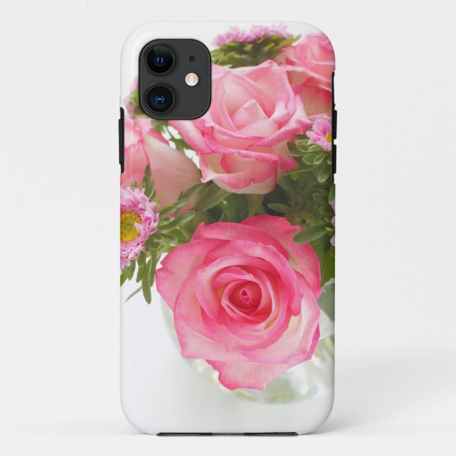 Coques Case-Mate iPhone Beautiful pink roses with chrysanthemum in vase (Dos)