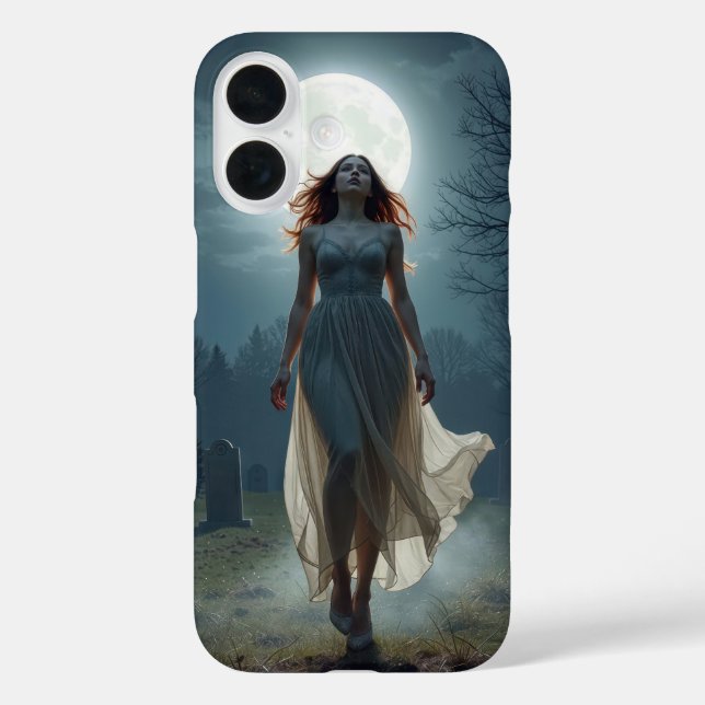 Coques Case-Mate iPhone Beautiful Woman Walking In a Moonlit Cemetery (Verso)