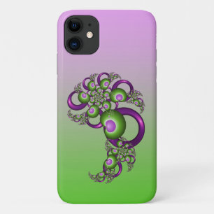 Case-Mate iPhone Case Beaux cœurs roses verts modernes abstraits fractal