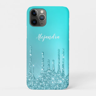 Case-Mate iPhone Case Beaux gouttes d'parties scintillant à la menthe bl