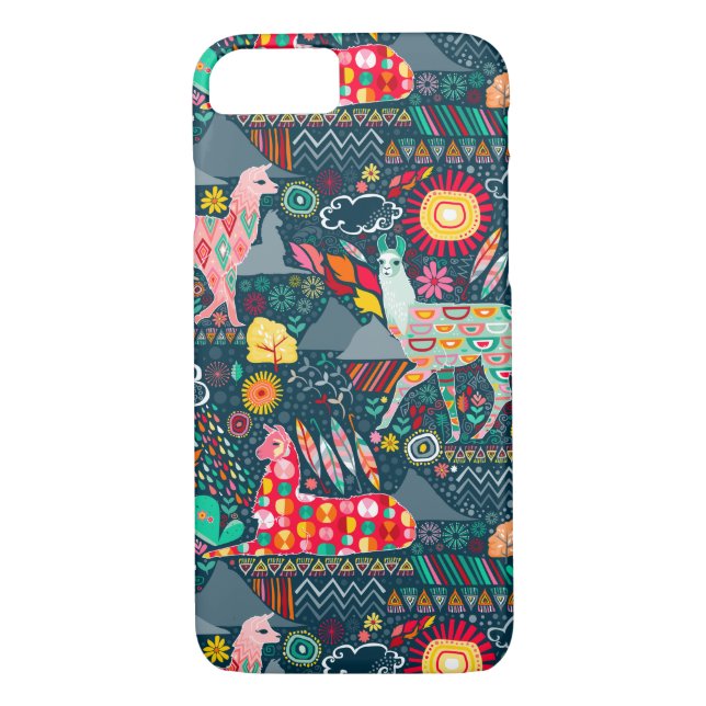Coques Case-Mate iPhone Beaux lamas sur Teal foncé (Dos)