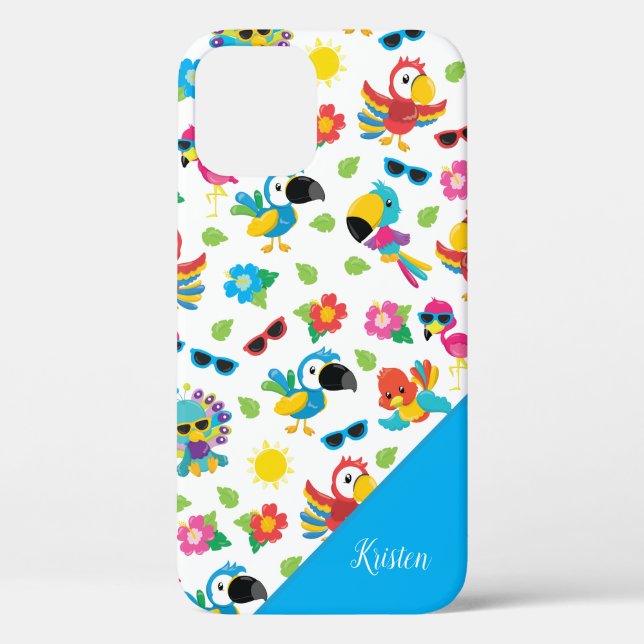Coques Case-Mate iPhone Beaux oiseaux tropicaux Motif de paradis coloré (Verso)