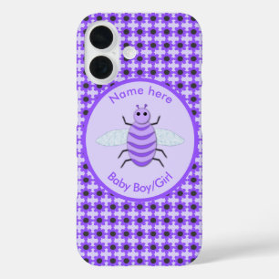 Coque Pour iPhone 16 Bébé abeille violet mignon révélation du sexe neut