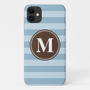 Case-Mate iPhone Case Bébé Bleu rayures avec Monogramme Brown