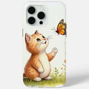 Coque iPhone 15 Pro Max Bébé chat et papillon