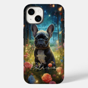 Coque Pour iPhone 14 Bébé mignon animal chiot Français Bulldog Floral