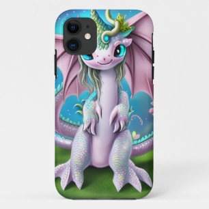 Case-Mate iPhone Case Bébé mignon et souriant Dragon aux fleurs