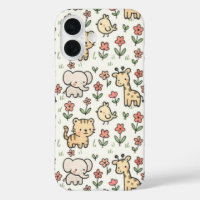 Bébé Safari Animal Avec Fleurs De Doodle
