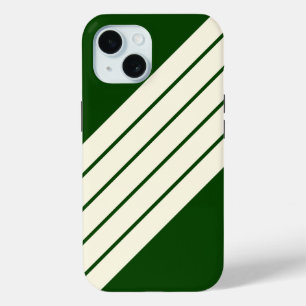 Coque Pour iPhone 15 Beige beige foncé rayé 80s Classic Retro rayures