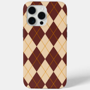 Coque iPhone 15 Pro Max Beige Brown Automne Jacquard d'automne Diamant Mot