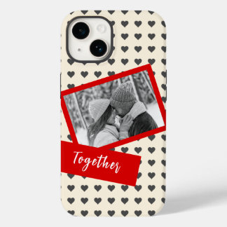 Coque Pour iPhone 14 Beige et rouge coeur cadeau Couple Romance