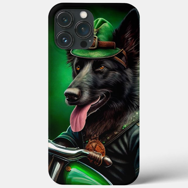 Coques Case-Mate iPhone Belgian Shepherd conduite vélo St. Patrick's Day (Verso)