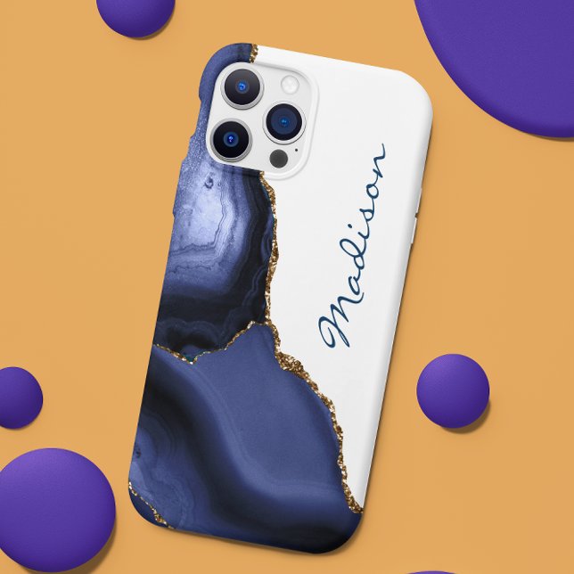 Coques Case-Mate iPhone Belle Agate bleu marine Personnalisée (Créateur téléchargé)