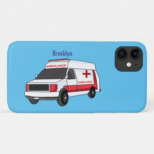 Coques Case-Mate iPhone Belle ambulance rouge caricature van (Dos (Horizontal))