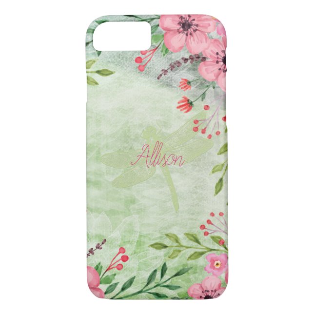 Coques Case-Mate iPhone Belle aquarelle Floral rose Nom (Dos)