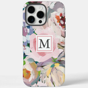 Coques iPhone 16 Pro Max Belle aquarelle Pastel Floral avec Monogramme