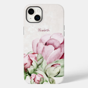 Coque Pour iPhone 14 Plus Belle Aquarelle Peonies Beige Personnalisé