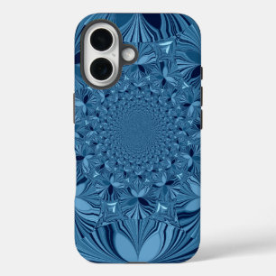 Coques iPhone 16 Belle Belle Iridescente Blue Kaleidoscope Art