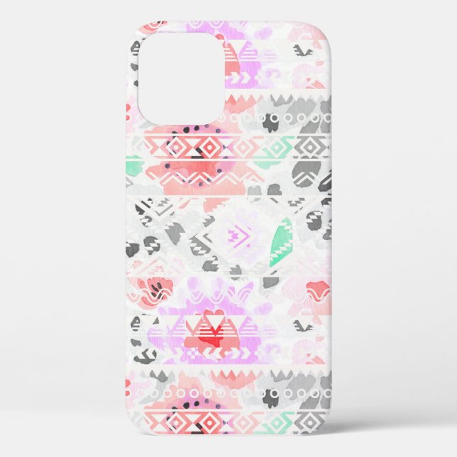 Coques Case-Mate iPhone Belle couleur pastel floral aztec (Verso)