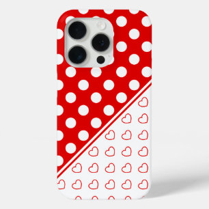 Coque iPhone 15 Pro Belle couverture personnalisée rouge et blanc pour