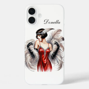 Coques iPhone 16 Plus Belle dame Art Déco ajoutez votre nom 