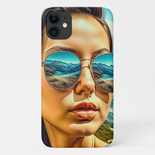 Case-Mate iPhone Case Belle femme en lunettes de soleil Montagne Reflect