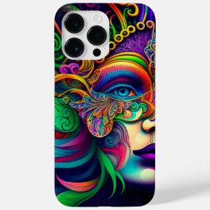 COQUE POUR POUR iPhone 14 PRO MAX BELLE FEMME MARDI GRAS DE COULEUR BRILLANTE
