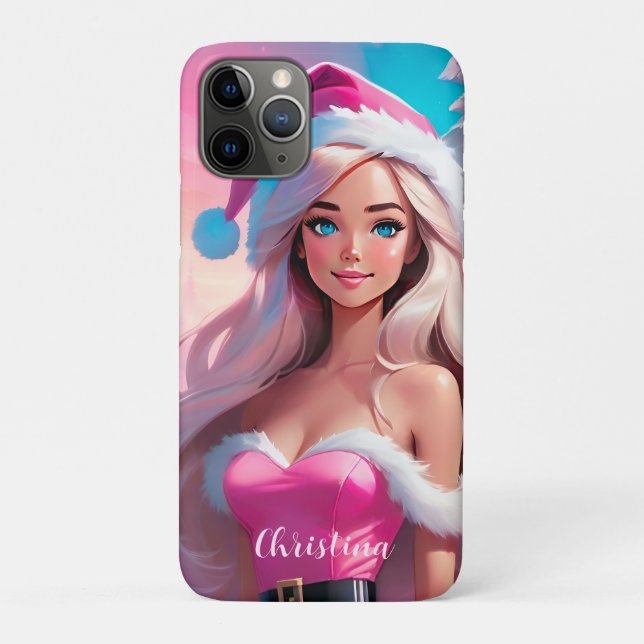 Coques Case-Mate iPhone Belle fille de Noël rose 01 (Dos)