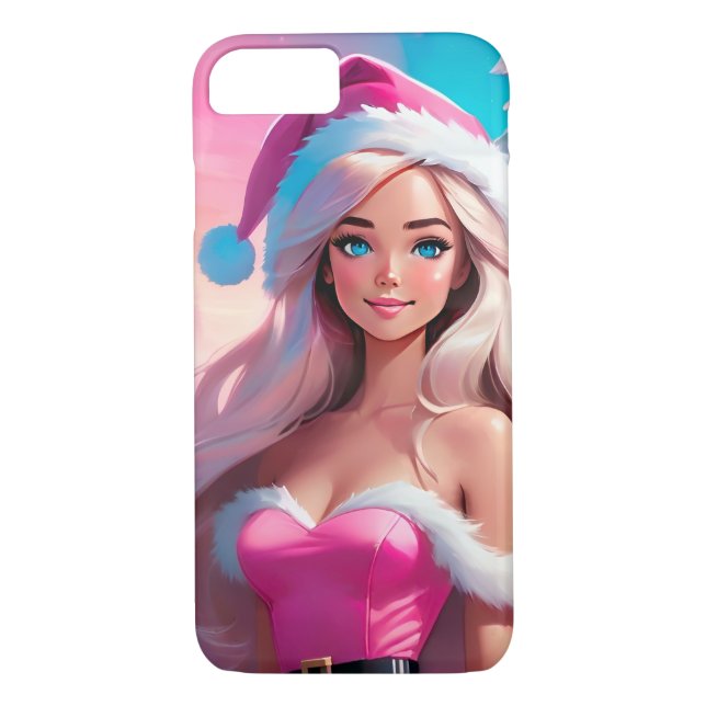 Coques Case-Mate iPhone Belle fille de Noël rose 01 (Dos)