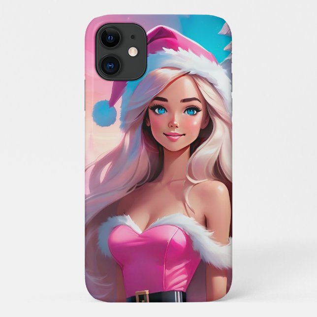 Coques Case-Mate iPhone Belle fille de Noël rose 01 (Dos)