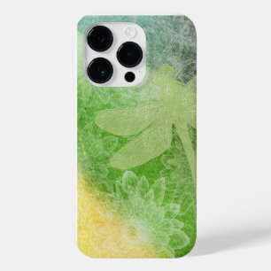 Coque Pour iPhone 14 Pro Belle Fleur de libellules vertes design