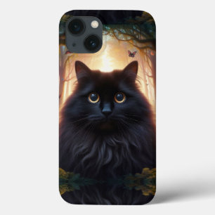 Case-Mate iPhone Case Belle Fluffy Chat Noir avec yeux or