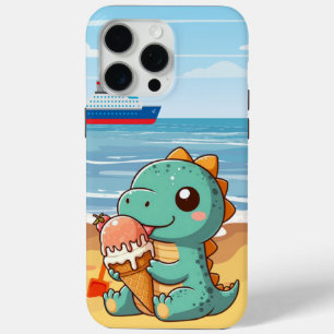 Coque iPhone 15 Pro Max Belle glace manger dino à la plage