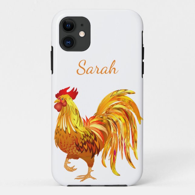 Coques Case-Mate iPhone Belle Golden Design Rooster Farm poulet (Dos)