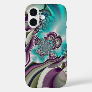Coques iPhone 16 Belle impression Angélique Purple et Cyan Abstrait