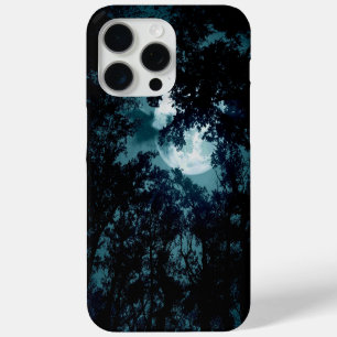 Coque iPhone 15 Pro Max Belle Lune qui coule avec les arbres