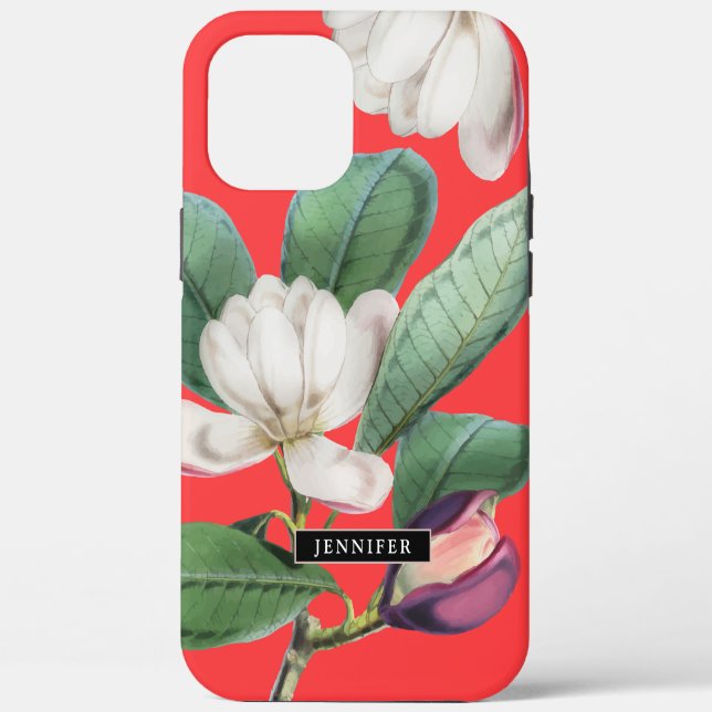 Coques Case-Mate iPhone Belle Magnolia Blossoms Botanique avec nom (Verso)