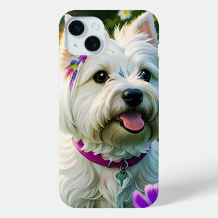 Coque iPhone 15 Mini Belle mignonne Westie Terrier Chien chiot deux
